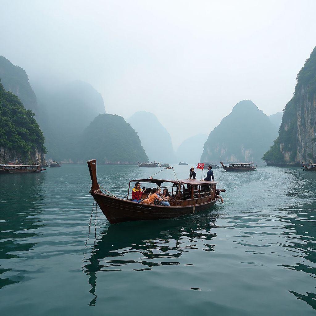 Traditional boat journey in Vietnam