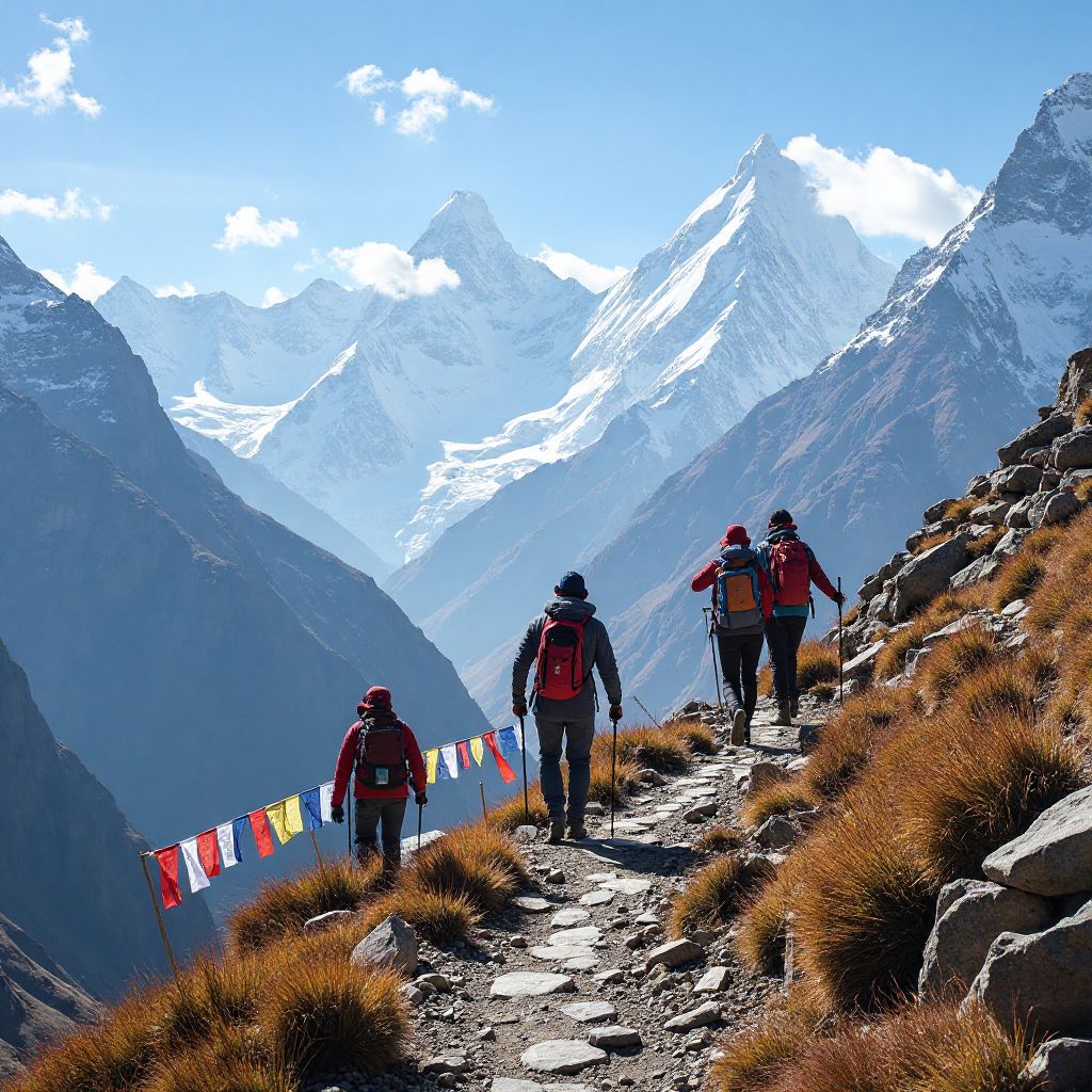 Mountain trekking in Nepal
